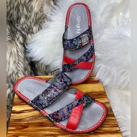 Alegria Sandals Womens Size 5-5.5/35EU Victoriah Botanicool SlipOn Slide Leather - Picture 4 of 9